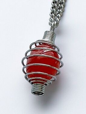 🆕 Gemstone in Cage Pendant Necklace-Stainless Steel